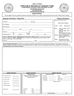 New Jersey Open Public Records Act Request Form