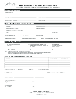 RESP Educational Assistance Payment Form