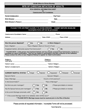 RCIA General Information Sheet