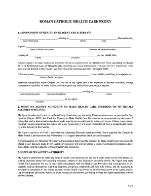 Roman Catholic Health Care Proxy