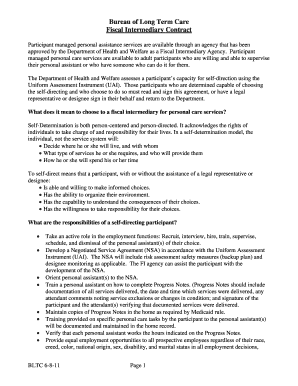 Fiscal Intermediary Contract for Personal Care Services
