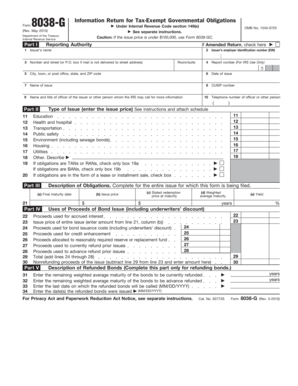 Form 8038-G Information Return for Tax-Exempt Governmental Obligations