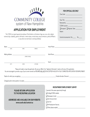 CCSNH Application for Employment