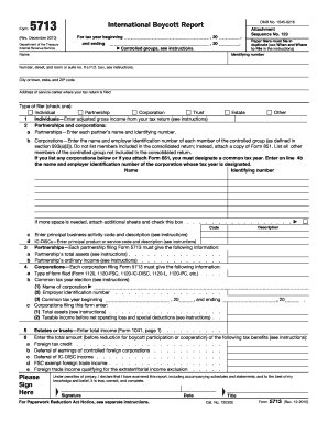 Form 5713 International Boycott Report