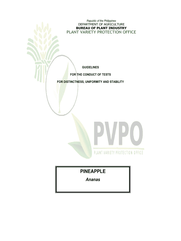 Fillable Online TABLE OF CONTENTS Philippine Plant Variety Protection