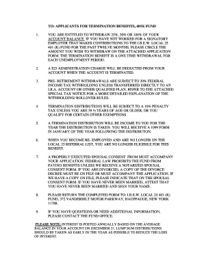 IBEW Local 25 401k Termination Benefit Application