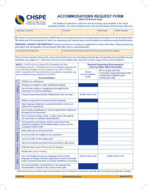 CHSPE Accommodations Request Form