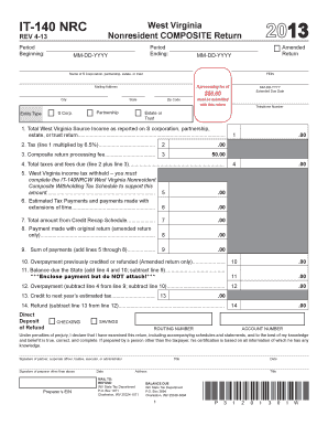 West Virginia Nonresident Composite Return Form IT-140 NRC