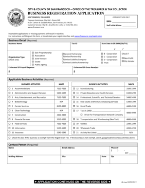 San Francisco Business Registration Application