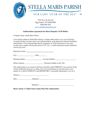 Authorization Agreement for Direct Deposits