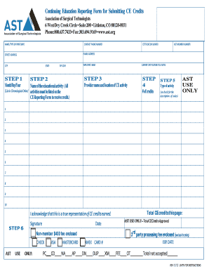 Continuing Education Reporting Form for Submitting CE Credits