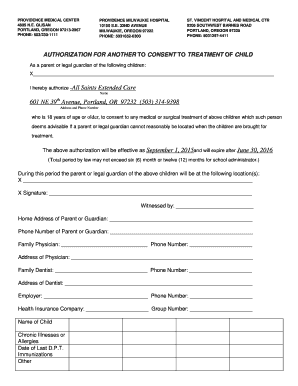 Authorization for Another to Consent to Treatment of Child