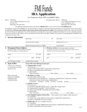 FMI Funds IRA Application