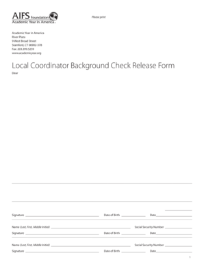 Local Coordinator Background Check Release Form