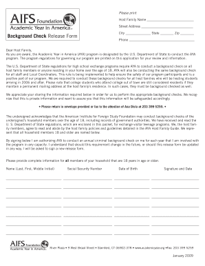 Background Check Release Form - Academic Year in America