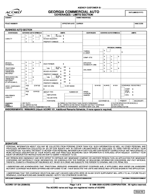 Georgia Commercial Auto Insurance Form