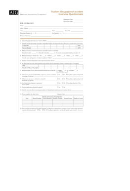 Truckers Occupational Accident Insurance Questionnaire