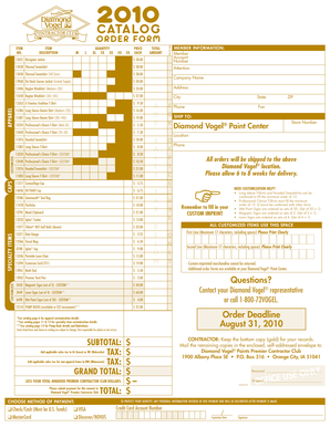 Diamond Vogel Catalog Order Form