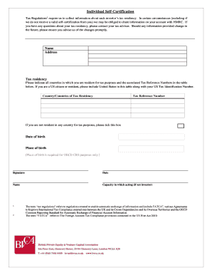 Individual Tax Residency Self-Certification Form