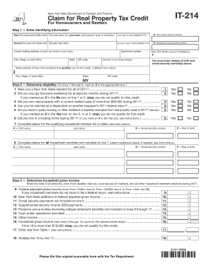 New York State Real Property Tax Credit Form IT-214