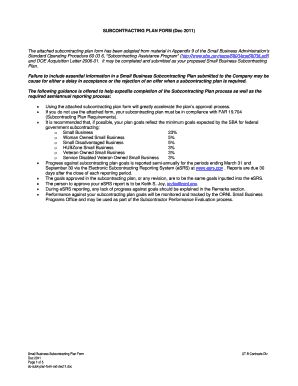 Small Business Subcontracting Plan Form