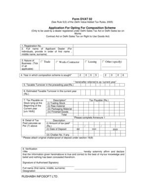 Delhi VAT Composition Scheme Application