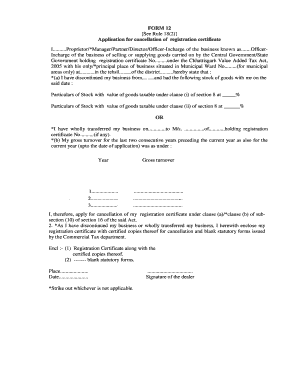 Application for Cancellation of VAT Registration Certificate