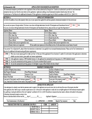 Georgia Homestead Exemption Application