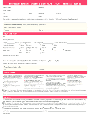 Telluride Film Festival Entry Form