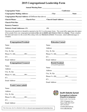 ELCA Congregational Leadership Form