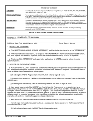 NROTC Scholarship Service Agreement