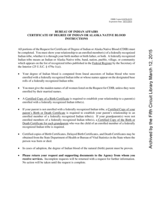 Certificate of Degree of Indian or Alaska Native Blood