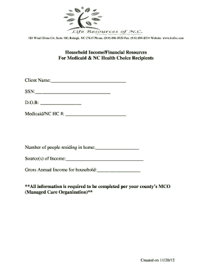 Medicaid Household Income Form