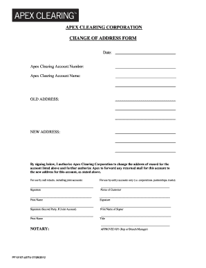 Apex Clearing Change of Address Form