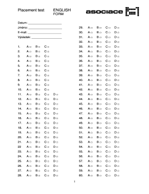 English Placement Test Form
