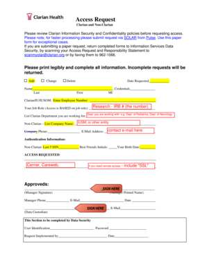 Clarian Access Request Form