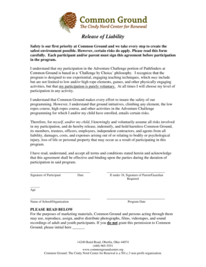 Common Ground Release of Liability