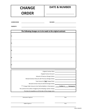 Printable change order form - Builder39s Change Order - Construction Financial Services