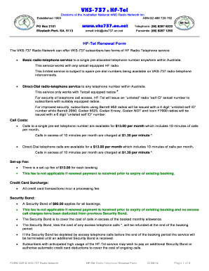 HF-Tel Radio-Telephone Renewal Form