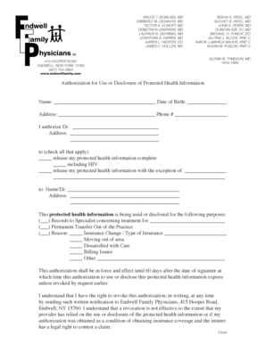 Authorization for Use or Disclosure of Protected Health Information