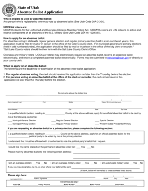 Utah Absentee Ballot Application
