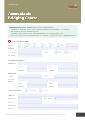 Accountants Bridging Course Enrolment Form
