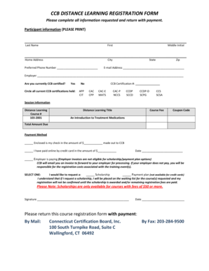 CCB Distance Learning Registration Form