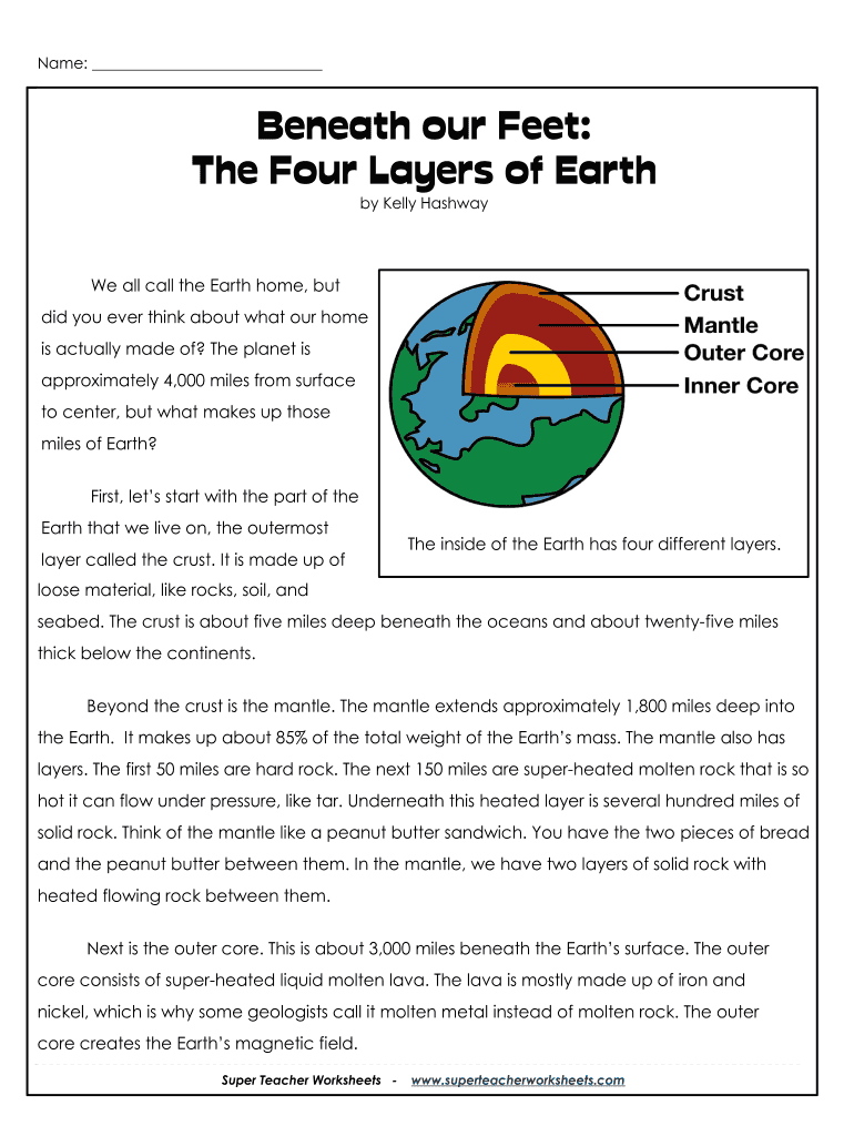 Super Teacher Worksheets Beneath our Feet: The Four Layers of Intended For Planet Earth Ocean Deep Worksheet