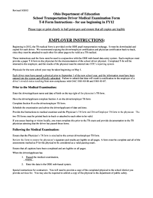 Ohio School Transportation Driver Medical Examination Form
