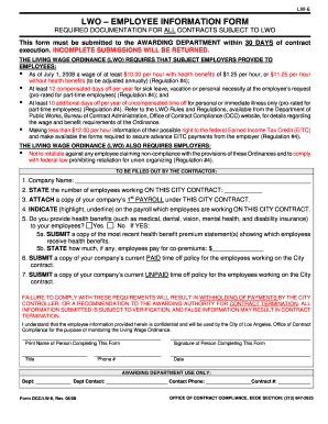 LWO Employee Information Form