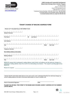 Tenant Change of Mailing Address Form