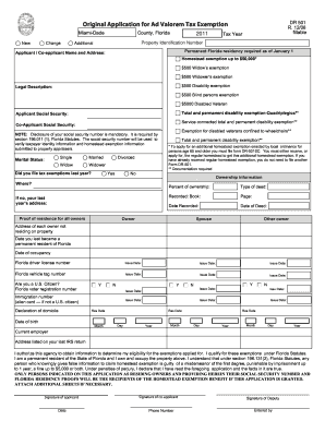 Florida Ad Valorem Tax Exemption Application