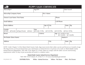 Puppy Sales Certificate