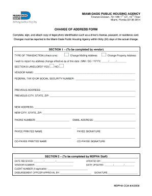 Miami-Dade Public Housing Change of Address Form